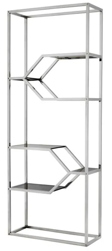 Zertifiziert Mueble estantería de acero inoxidable diseñador Casa Padrino con cristal ahumado de 90 x 38 x H. 230 cm - muebles de lujo