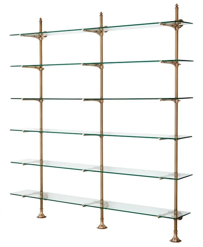 Jetzt Bestellen Casa Padrino diseñador de doble pared estante de latón antiguo 220 x 41 x H. 240 cm - muebles de sala de lujo