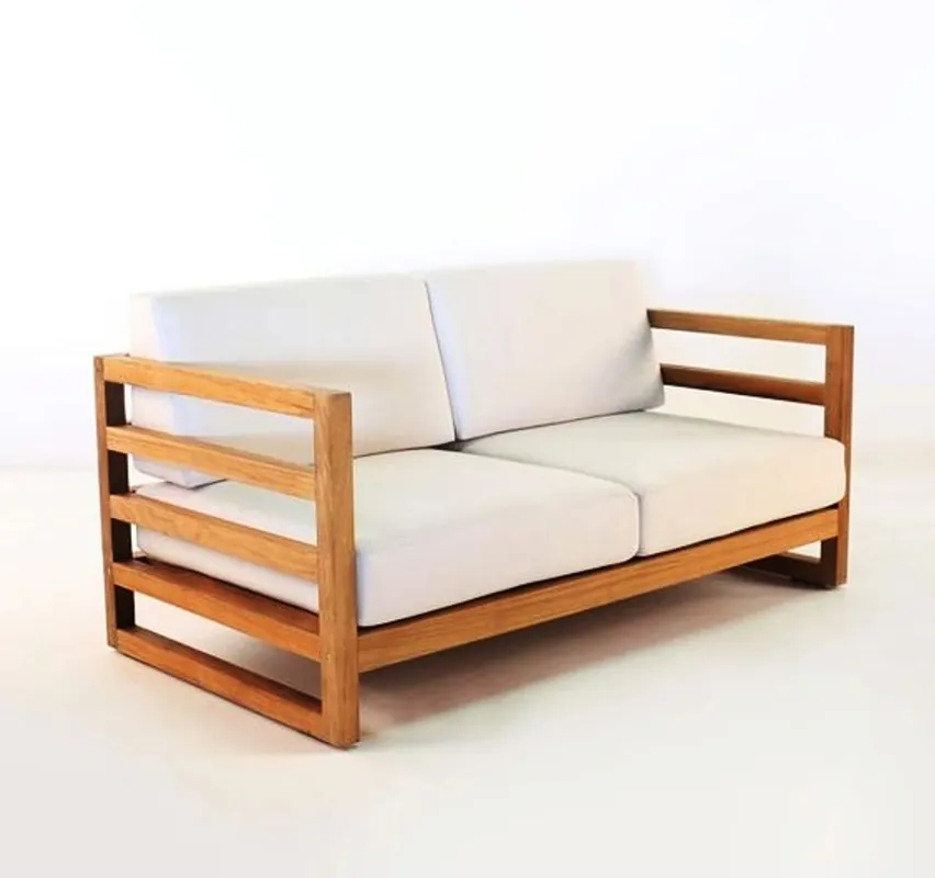 Knallerangebot Casa Padrino Jardín 2 plazas sofá rústico "Miami" Crema blanco / marrón 140 x 40 x H70 cm - madera maciza de roble - muebles de madera sólida