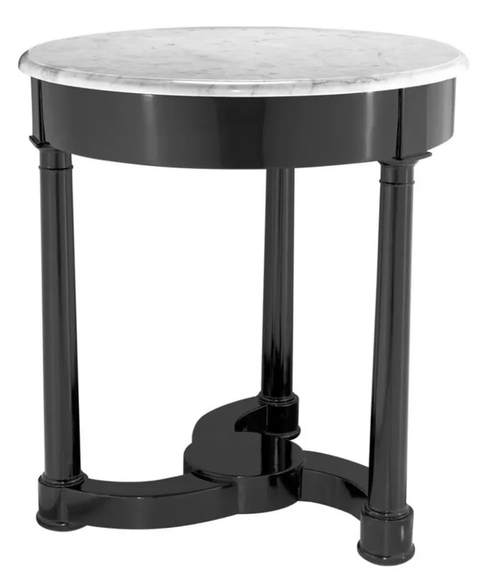 Abverkauf Mesa auxiliar Casa Padrino negro con placa de mármol blanco H. 66 x 71,5 cm - colección de lujo