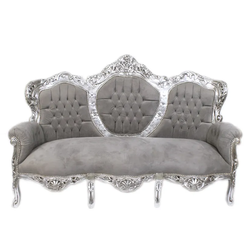 Rabatt Casa Padrino Baroque sofa "King" Black / Silverwith Bling Bling Rhinestones