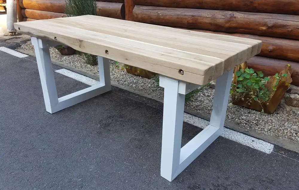 Casa de madera maciza Padrino de lujo mesa de comedor - Roble / Blanco - 200 cm x 90 cm x H80 cm - para trabajo pesado Schneller Versand