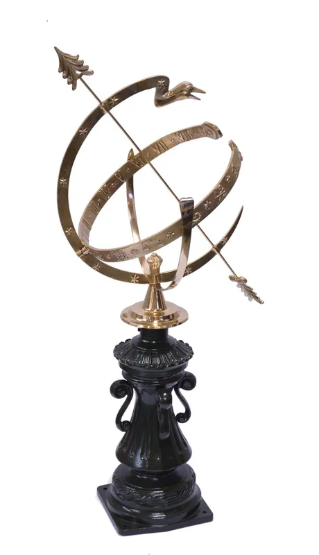 Casa Padrino Nouveau reloj de sol de estilo antiguo elenco de metal H 105 cm - Castillo soles pm - decoración del jardín de lujo Heißes Angebot