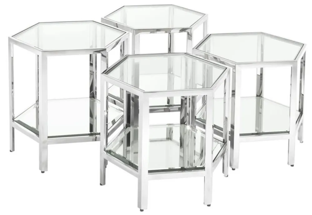 Casa Padrino de café de lujo conjunto de plata mesa de 4 - mesa baja de diseño Zertifiziert