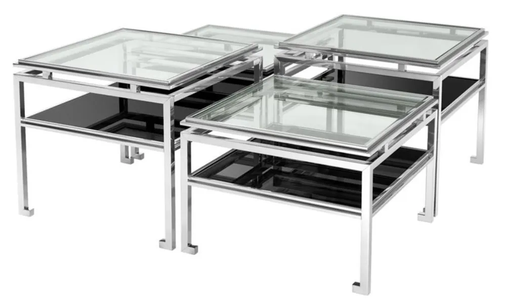 Sonderangebot Casa Padrino conjunto de mesa de café de lujo de 4 de plata - muebles de diseño sala de estar
