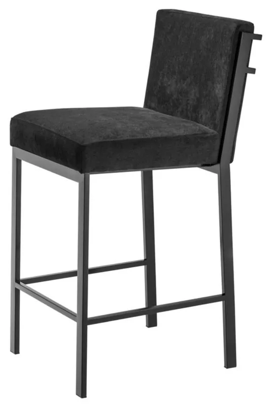 Top-Preis Casa Padrino taburete de bar de lujo negro / bronce 43 x 54 x H. 91 cm - Silla de Bar de Diseño de Acero Inoxidable con Tejido de Terciopelo - Mueble Bar