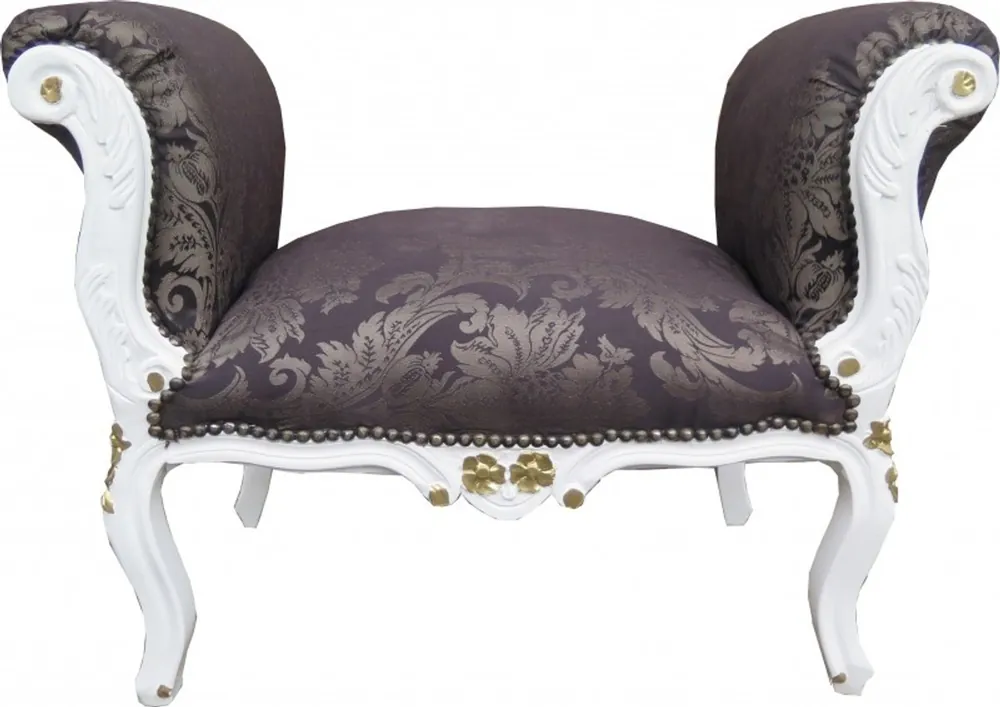 Expressversand Patrón Casa Padrino barroco Taburete Negro / Blanco / Oro - Banco