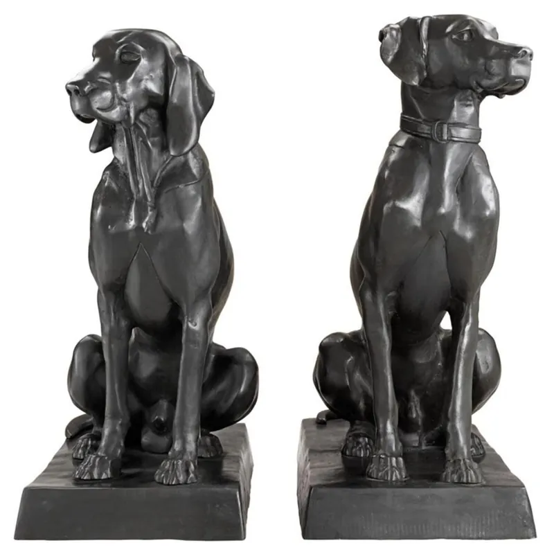 Neu Figuras de bronce de lujo Casa Padrino juego de 2 perros 32 x 60 x H. 73 cm - Edición limitada