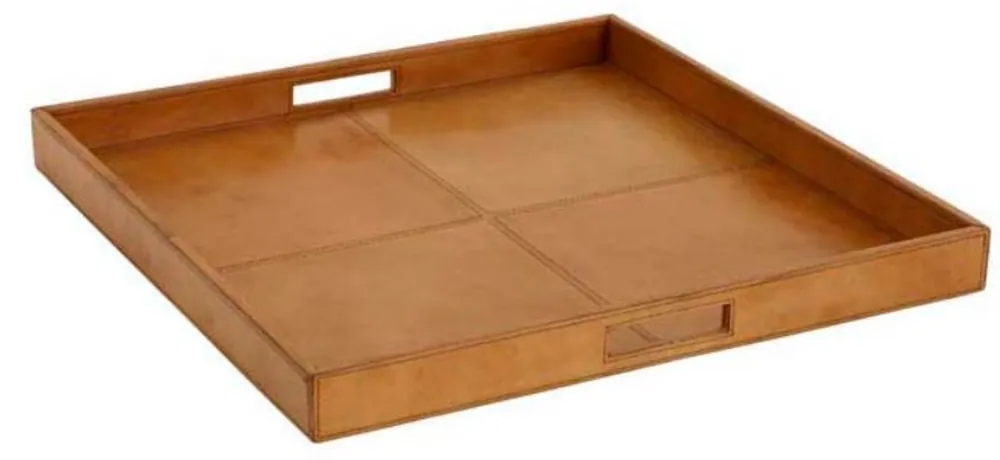 Zertifiziert Casa Padrino cuero de búfalo lujo bandeja de la porción marrón 51 x 51 x H. 5 cm - Gastronomía Accesorios