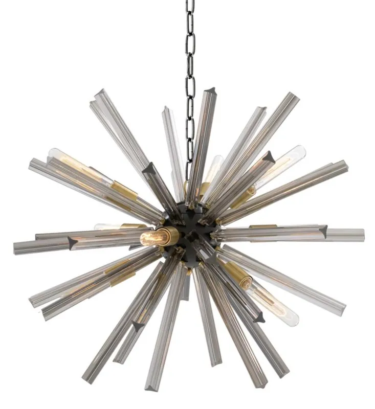 Casa Padrino lámpara de sala de lujo con diámetro de vidrio de humo 75 cm - colección de diseñadores Echt