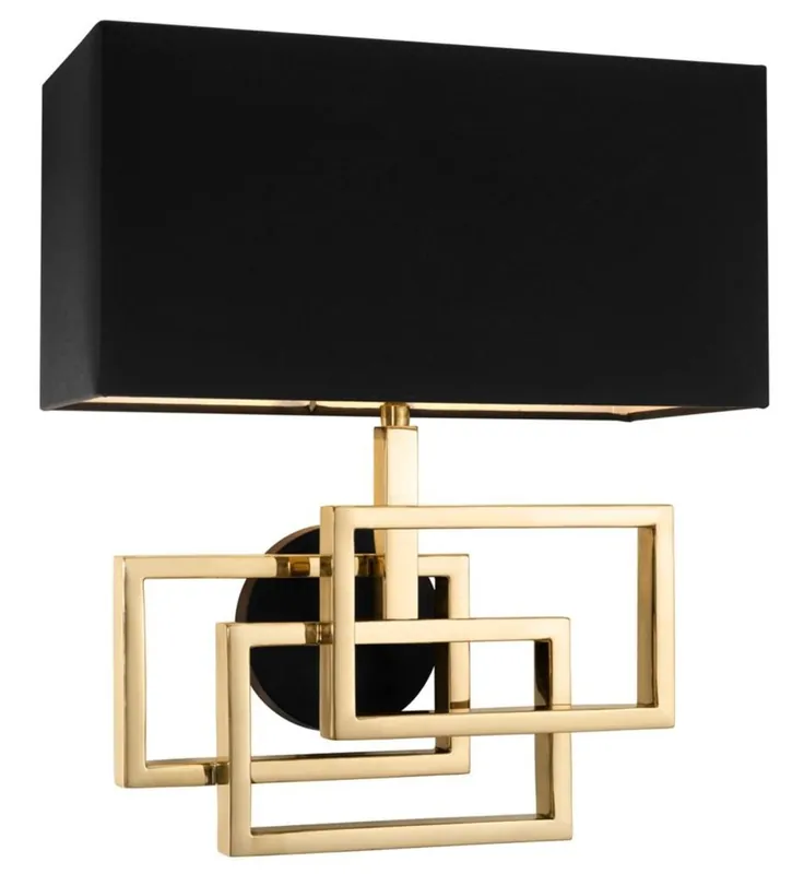 Casa Padrino aplique de pared de diseño en oro con pantalla negra 35 x 18 x H. 38 cm - aplique de pared de lujo Sonderaktion