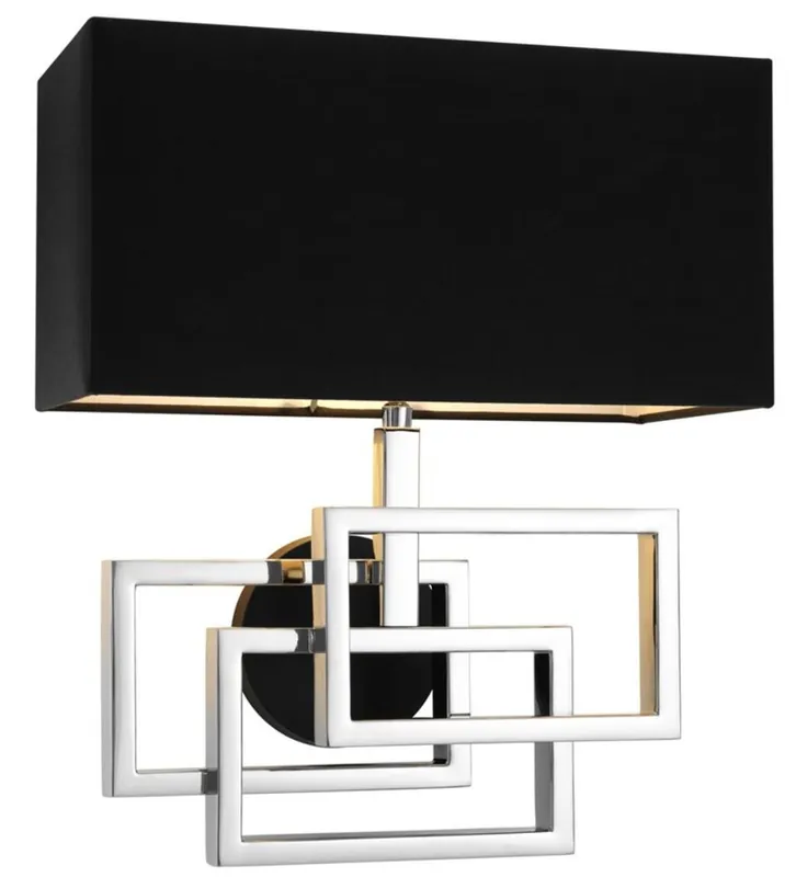 Casa Padrino aplique de diseño de plata con pantalla negra 35 x 18 x H. 38 cm - aplique de pared de lujo Top-Seller