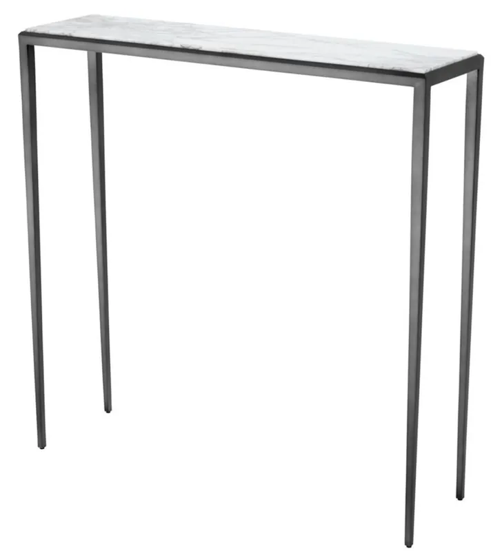 Casa Padrino consola de sala en bronce con tapa de mármol blanco 90 x 24,5 x H. 90 cm - muebles de lujo Schnäppchen