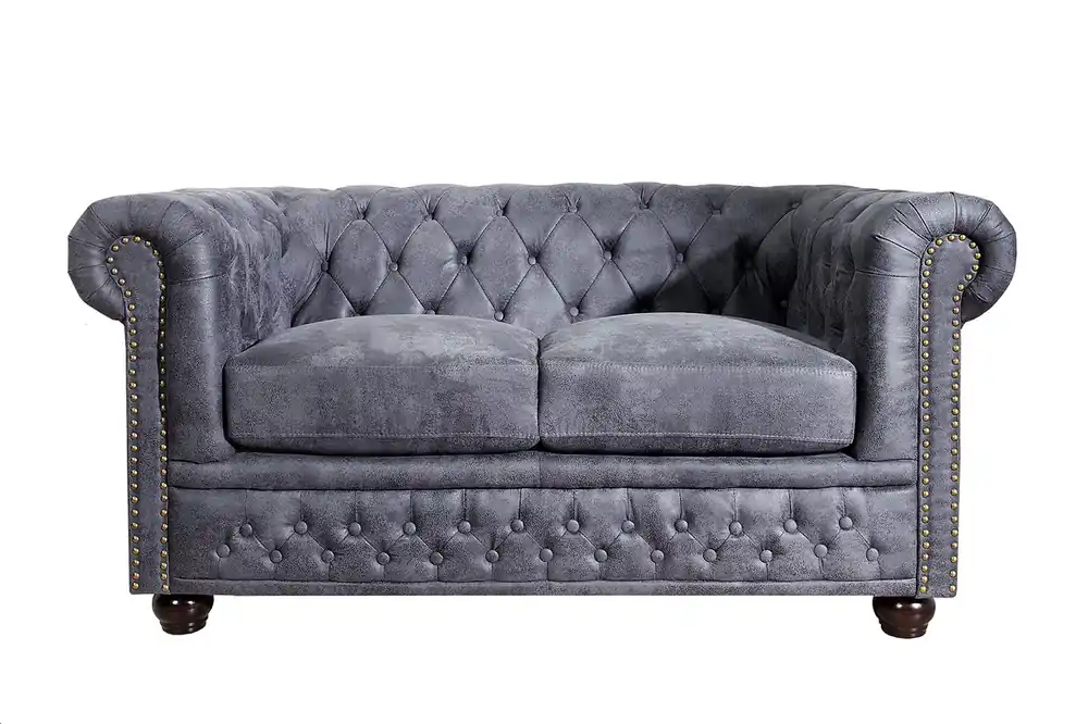 Chesterfield Sofá 2 plazas Antiguo gris de la casa Casa Padrino - muebles de sala de estar - sofá Markenware