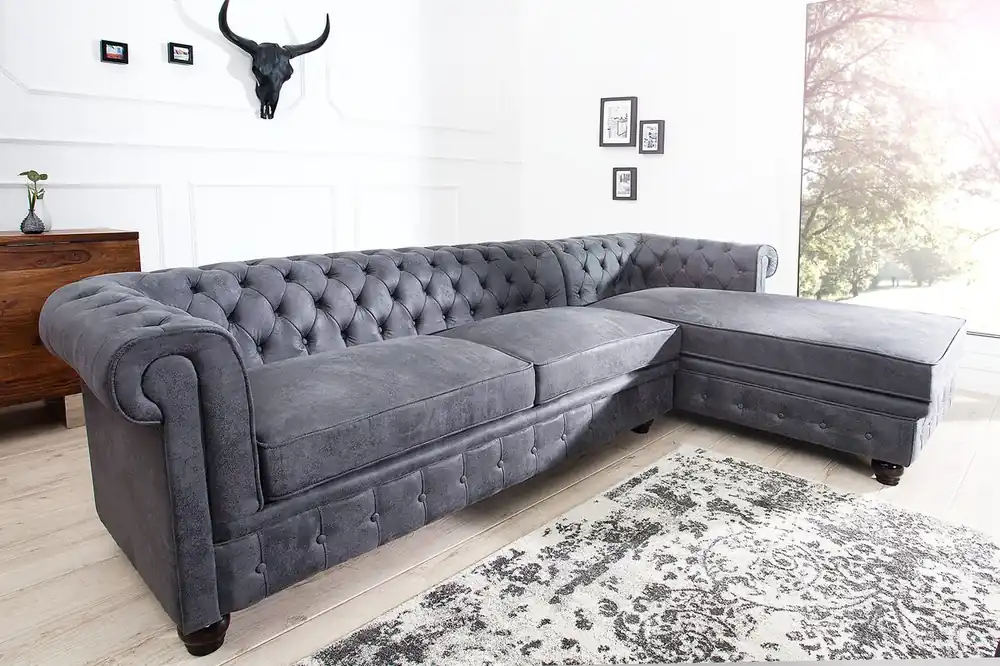 Casa Padrino Chesterfield sofá en gris antiguo - muebles de sala de estar - sofá Zertifiziert
