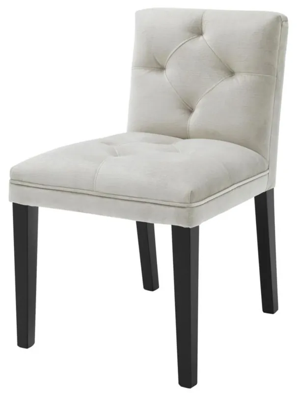 Casa Padrino silla de comedor de lujo en gris claro con patas negras 50 x 59 x H. 79 cm - muebles de comedor Abverkauf