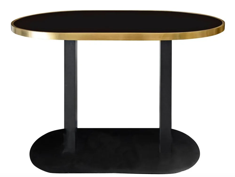 Markenware Casa Padrino mesa de comedor de lujo negro / oro 110 x 70 x H. 76 cm - muebles de comedor de diseño