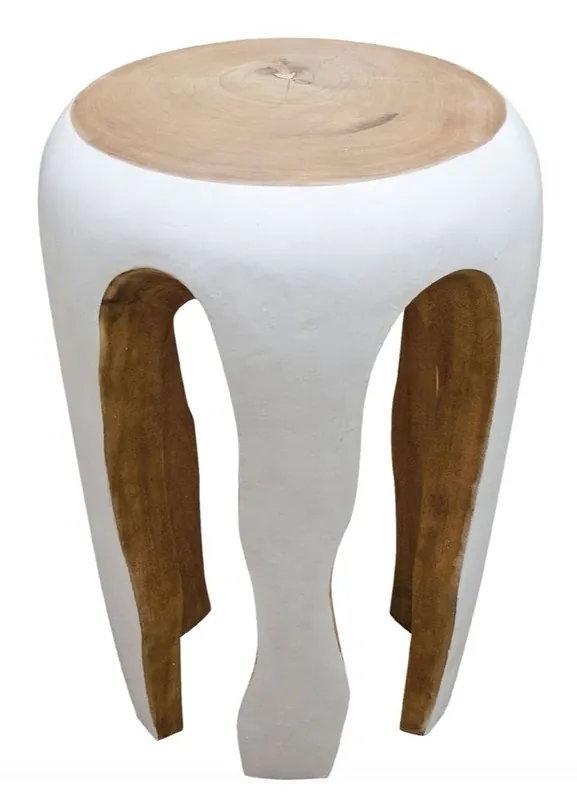 Casa Padrino mesa auxiliar blanco / color natural 40 x H. 54,5 cm - muebles de sala Neu