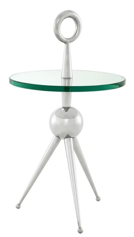 Mega-Angebot Casa Padrino mesa auxiliar en plata con placa de vidrio 40 x H. 72 cm - Mesa de hotel de lujo