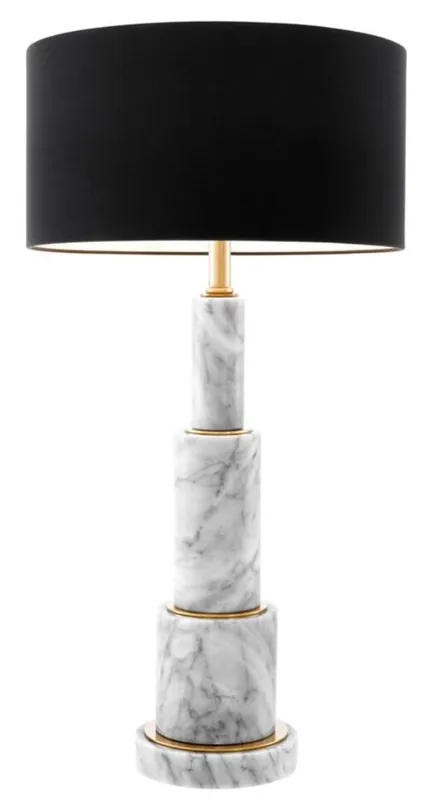 Abverkauf Casa Padrino lámpara de mesa de lujo con pantalla negra 17 x 40 x H. 80,5 cm - Muebles de Salón de Lujo
