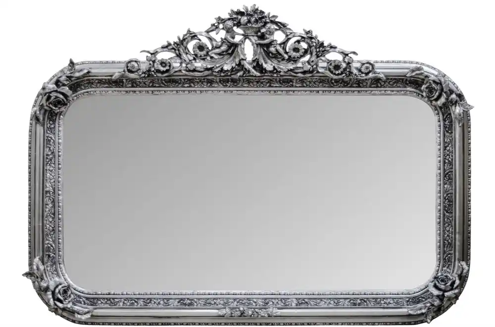 Casa Padrino espejo de pared de estilo antiguo plateado 142 x H. 100 cm - Muebles de Salón Barroco Direkt Vom Hersteller