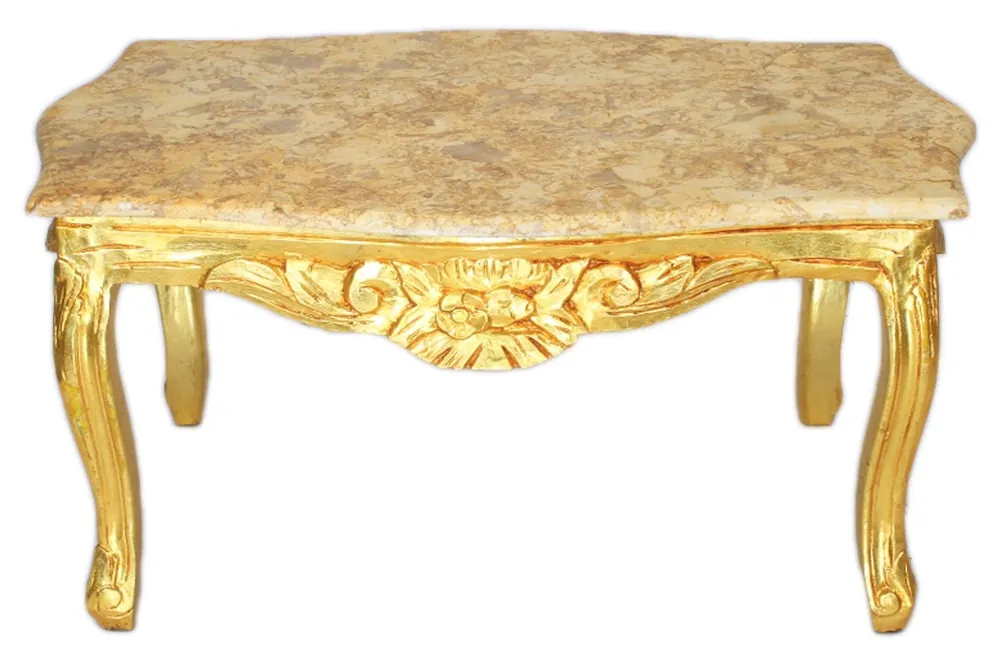Neue Kollektion Casa Padrino mesa de centro barroca dorada con encimera de mármol en crema - estilo antiguo de la sala de estar de muebles