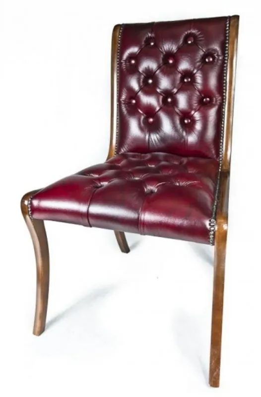 Casa Padrino silla de comedor de cuero genuino rojo vino / marrón 50 x 47 x H. 95 cm - muebles de lujo Direktkauf