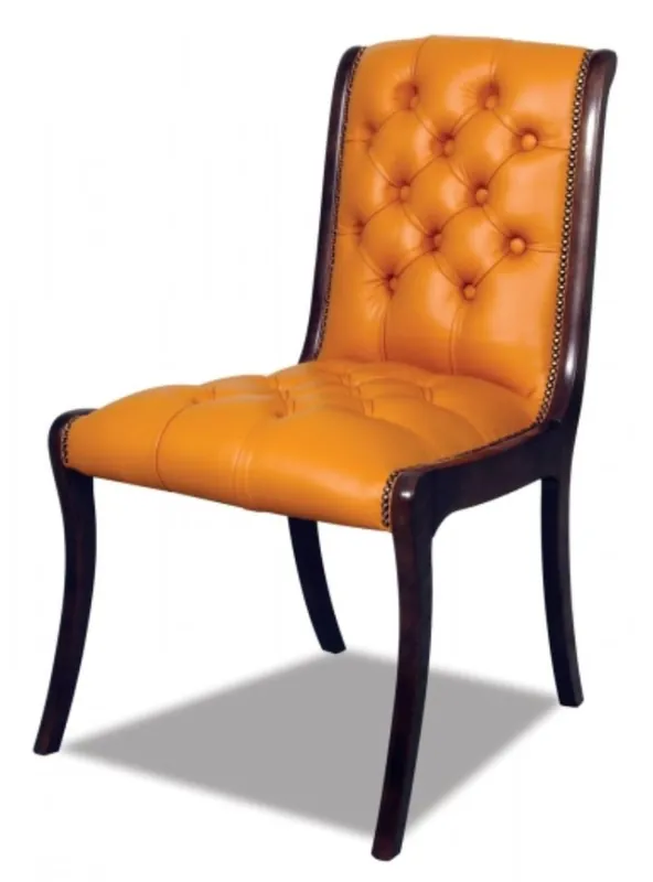 Jetzt Bestellen Casa Padrino silla de comedor de cuero genuino naranja / marrón oscuro 50 x 47 x H. 95 cm - muebles de lujo