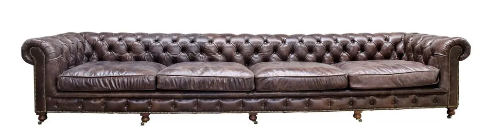 Expressversand Casa Padrino sofá de 6 plazas de lujo marrón 410 x 120 x H. 77 cm - Muebles Chesterfield
