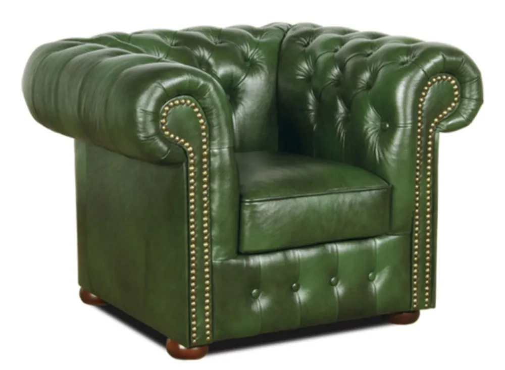 Casa Padrino Chesterfield sillón de cuero genuino verde 110 x 90 x H. 78 cm - colección de lujo Neue Kollektion