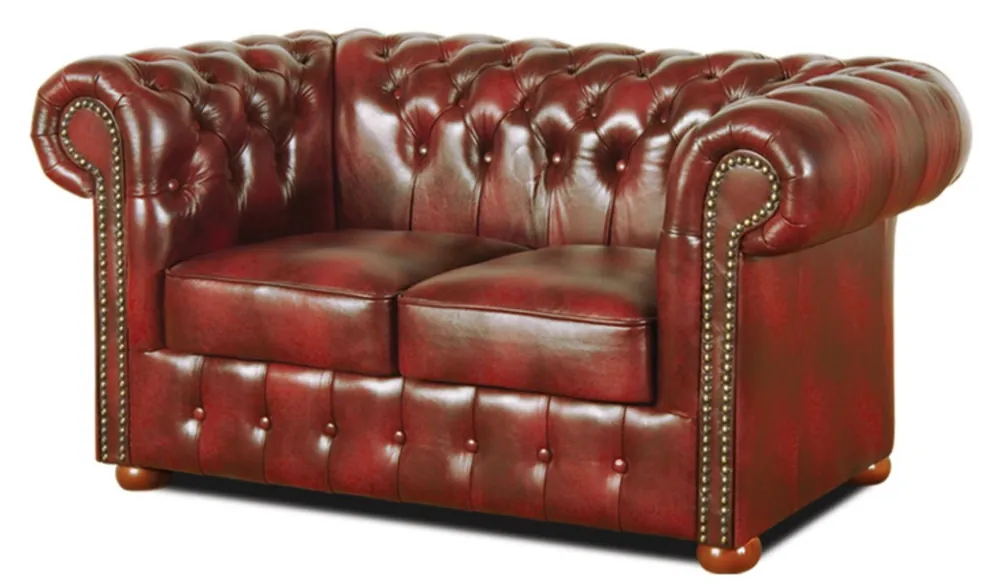 Casa Padrino Chesterfield Sofá 2 Plazas de Cuero Genuino Borgoña 160 x 90 x H. 78 cm - Colección de Lujo Online Kaufen