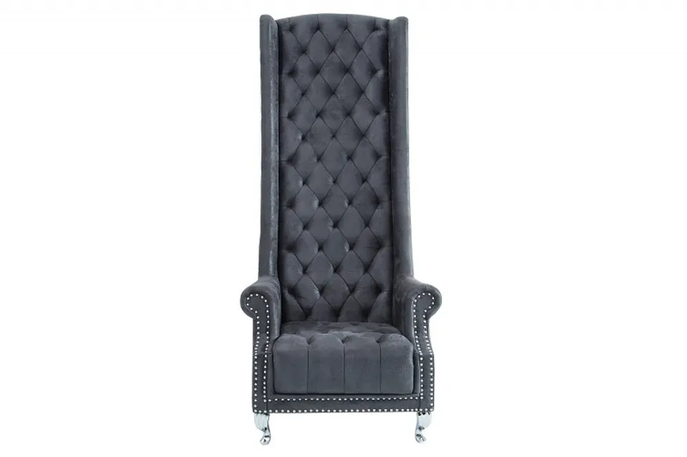 Silla Padrino de trono barroco antiguo gris - silla de trono Top-Preis