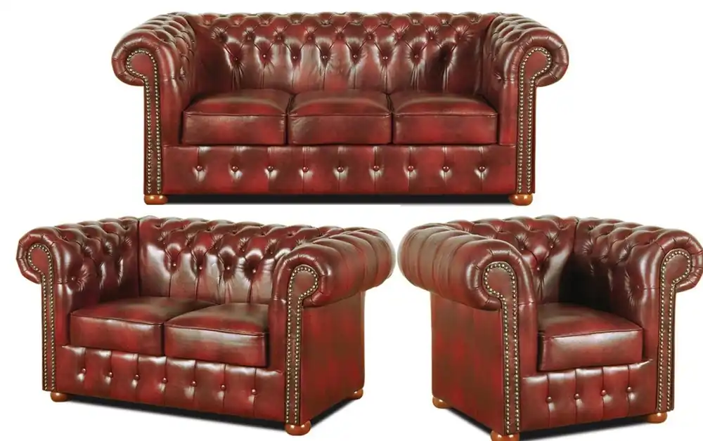 Casa Padrino Chesterfield sala de estar conjunto borgoña - lujosos muebles de cuero genuino Mega-Angebot