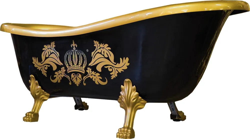 Preiswert Pompöös de Casa Padrino Deluxe Bath Deluxe independiente de Harald Glööckler Black / Gold / Black 1470mm con patas de león dorado