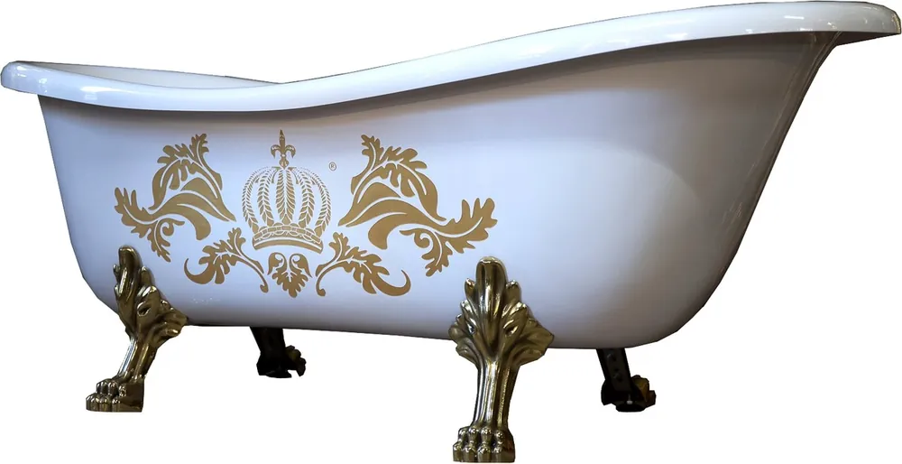 Geprüft Pompöös por Casa Padrino baño de lujo Deluxe separados por Harald Glööckler Blanco / Oro / 1695mm blanco con los pies león dorado