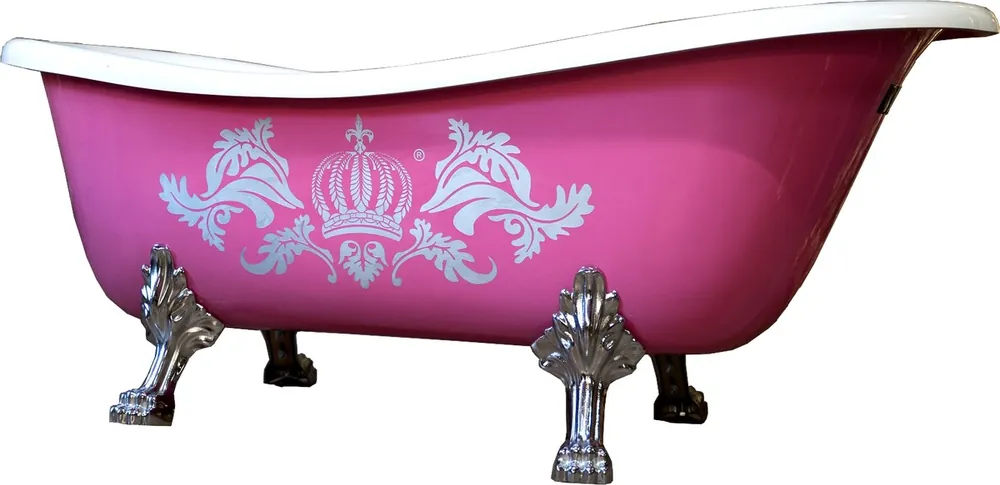 Sonderaktion Pompöös de Casa Padrino Luxus Bath Deluxe independiente de Harald Glööckler Pink / Silver / White 1560mm con patas de león plateado