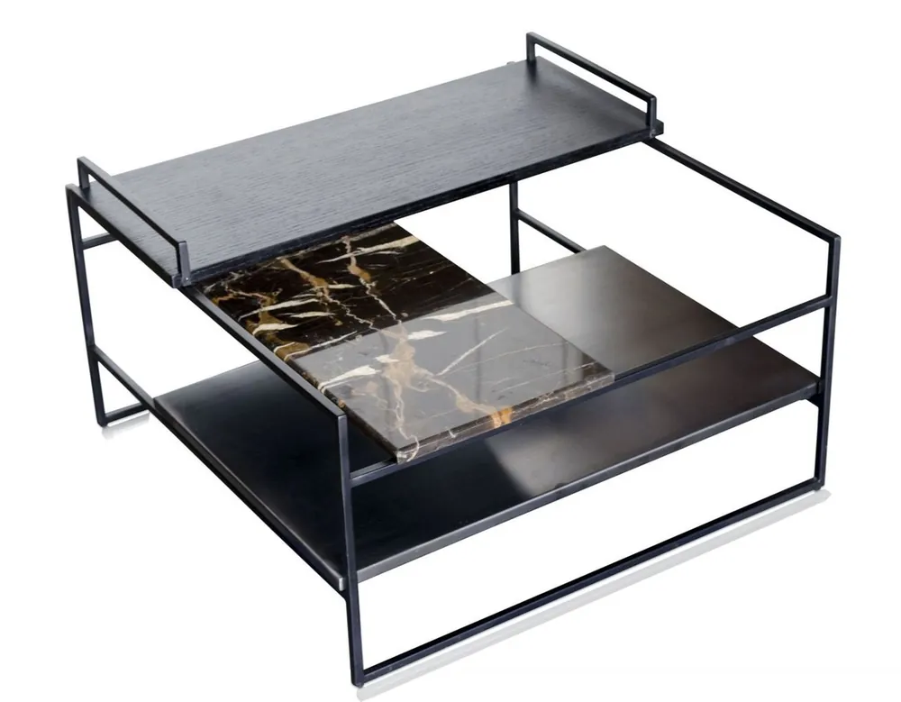 Abverkauf Casa Padrino mesa de centro de lujo negro 60 x 60 x H. 36,5 cm - Mesa de Centro de Diseño