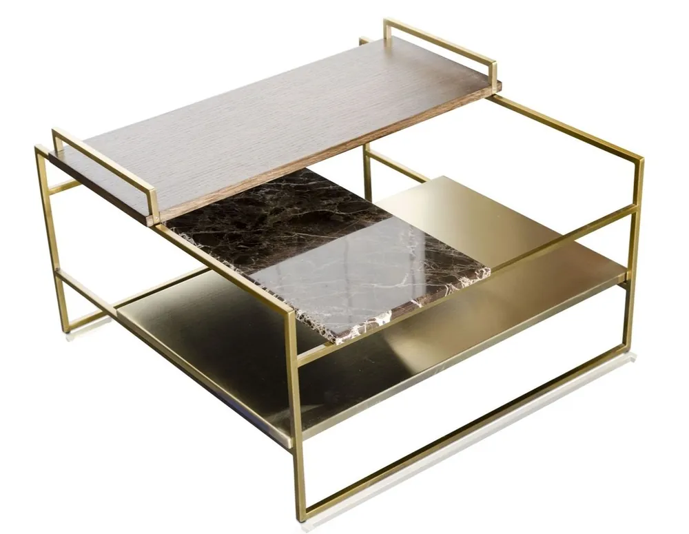 Super-Preis Casa Padrino mesa de centro de lujo oro 60 x 60 x H. 36,5 cm - Mesa de Centro de Diseño