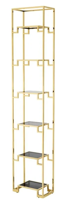 Casa Padrino armario de estantería dorado / negro 45,5 x 25,5 x H. 221 cm - Mueble de Sala de Estar de Lujo Kracherpreis