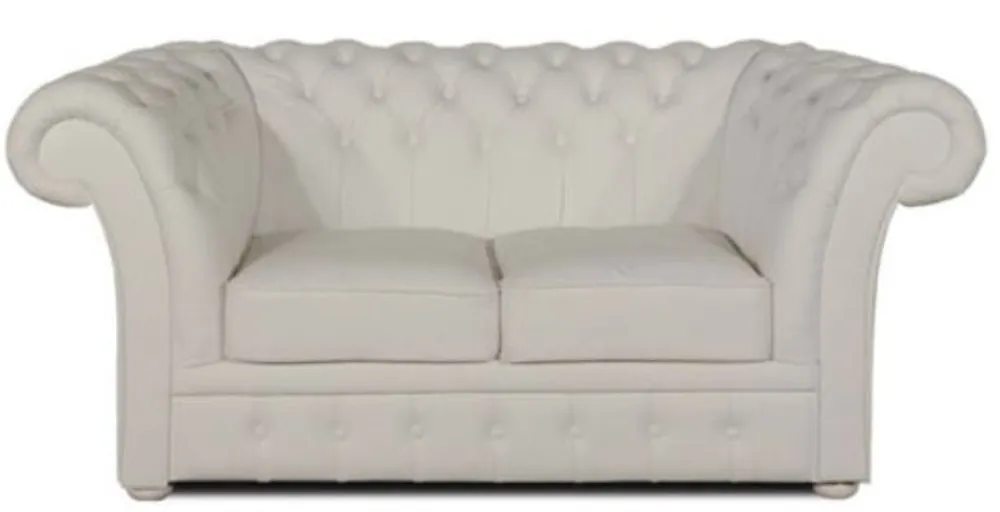 Casa Padrino sofá de lujo 2 plazas de cuero genuino blanco 170 x 90 x H. 80 cm - Muebles Chesterfield Angebot