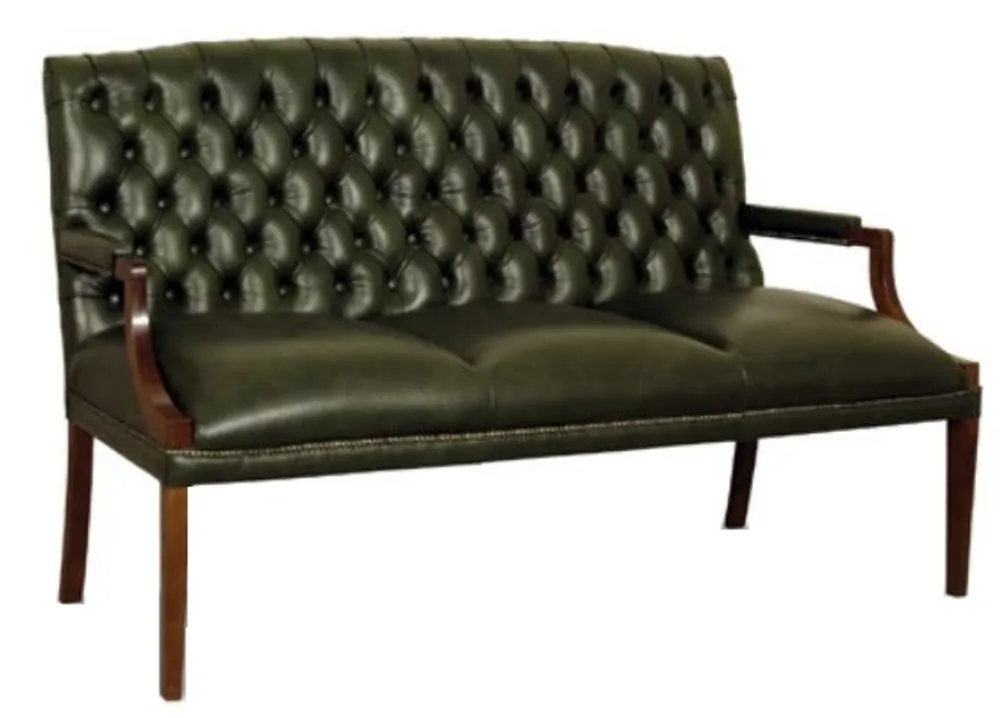 Schneller Versand Casa Padrino Chesterfield banco 3 plazas con reposabrazos verde oscuro / marrón oscuro 180 x 60 x H. 100 cm - Muebles de Cuero Genuino