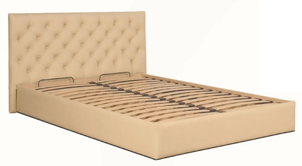 Letzte Chance Casa Padrino Chesterfield Cama Beige - Muebles de Cuero Genuino