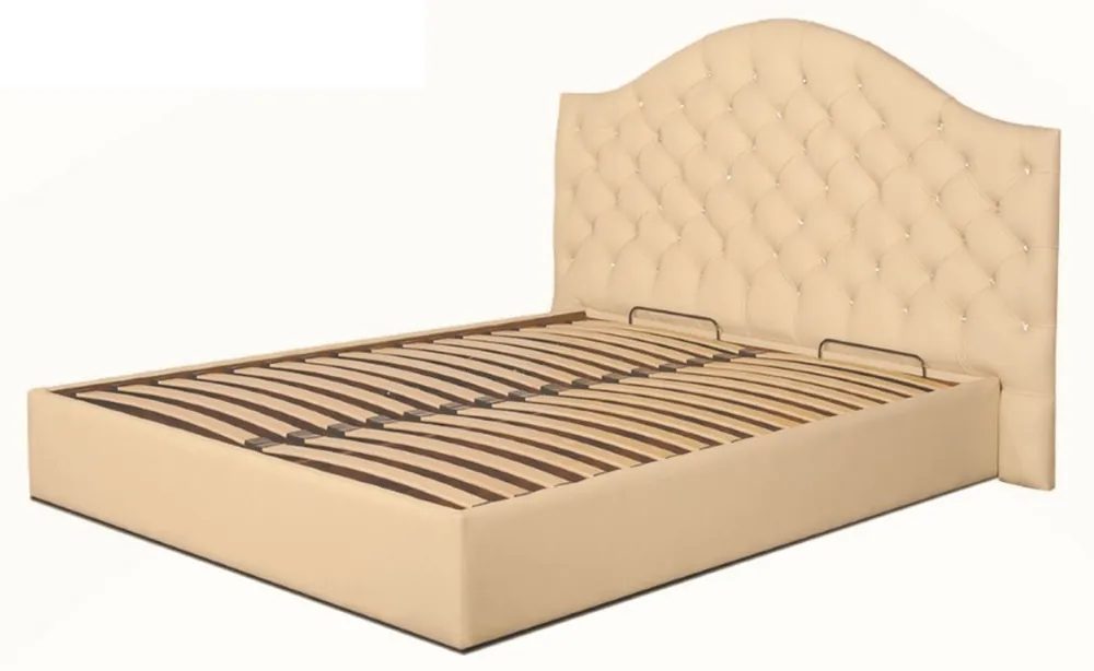 Casa Padrino chesterfield lujo cama de cuero genuino en color beige con cristales de Swarovski - Colección de Lujo Preis Gesenkt