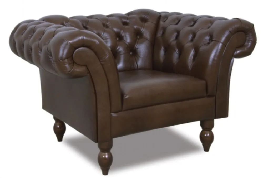 Sonderangebot Casa Padrino Chesterfield Sillón de Cuero Marrón Oscuro 130 x 90 x H. 80 cm - Muebles de Salón en Diseño Chesterfield