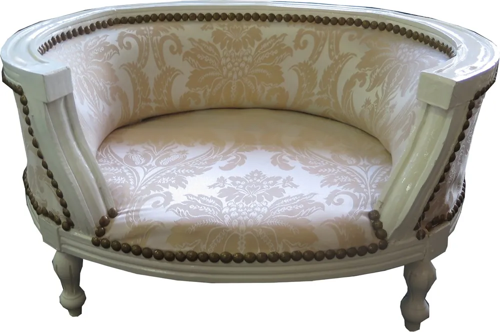 Casa Padrino Perros Barrocos y Gatos Patrón de Crema para Sofá / Altweiss - Silla para Perro Asiento para Perro Cama para Gato Cama para Perro Muebles para Gato Direktkauf