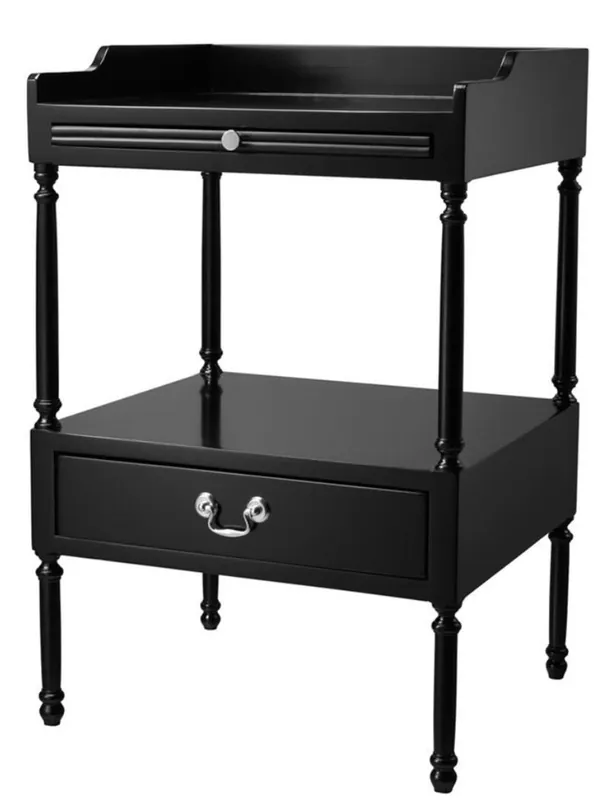 Casa Padrino mesa auxiliar de centro de lujo negro / plata 48 x 42 x H. 73 cm - Muebles de Salón Nur Heute