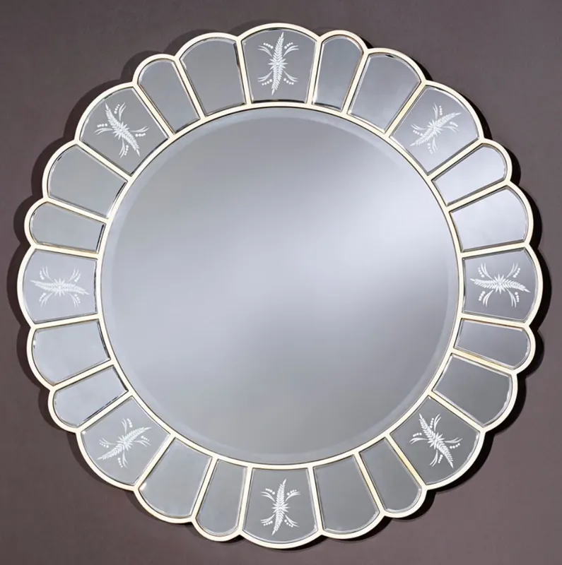 Casa Padrino espejo de pared con grabados decorativos Ø 100 cm - Accesorios de Sala de Estar de Lujo Mega-Angebot