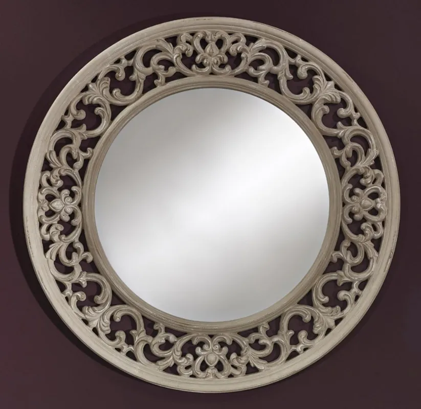 Preisknaller Casa Padrino espejo barroco greige Ø 100 cm - Espejo de Pared de Estilo Antiguo