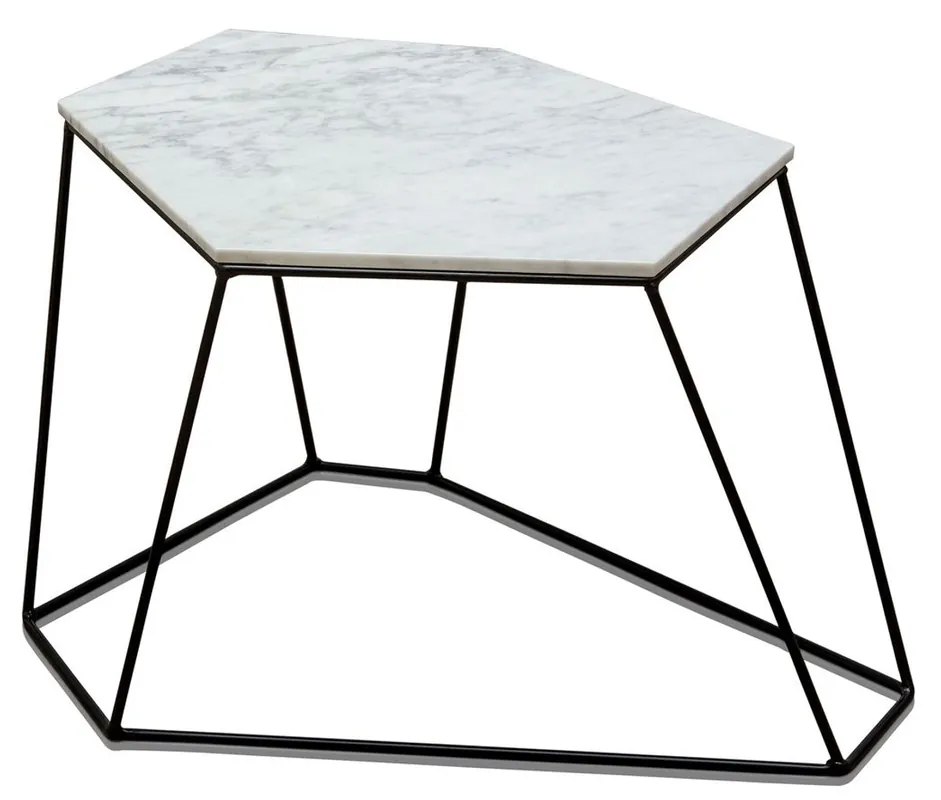 Casa Padrino mesa de centro de diseño blanco con patrón / negro 64 x 48 x H. 40 cm - Mesa de Centro de Lujo con Tablero de la Mesa Geprüft