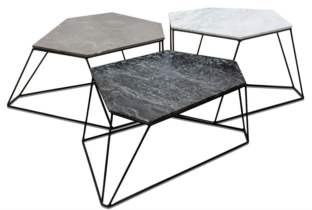 Direktkauf Casa Padrino mesa de centro de diseño conjunto de 3 blanco / gris / negro con patrón - Muebles de Salón de Lujo